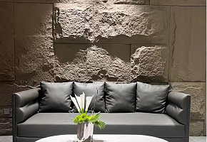 Панель декоративная HLP6012-03A Супер тонкий камень Cement grey - Фото интерьеров №4